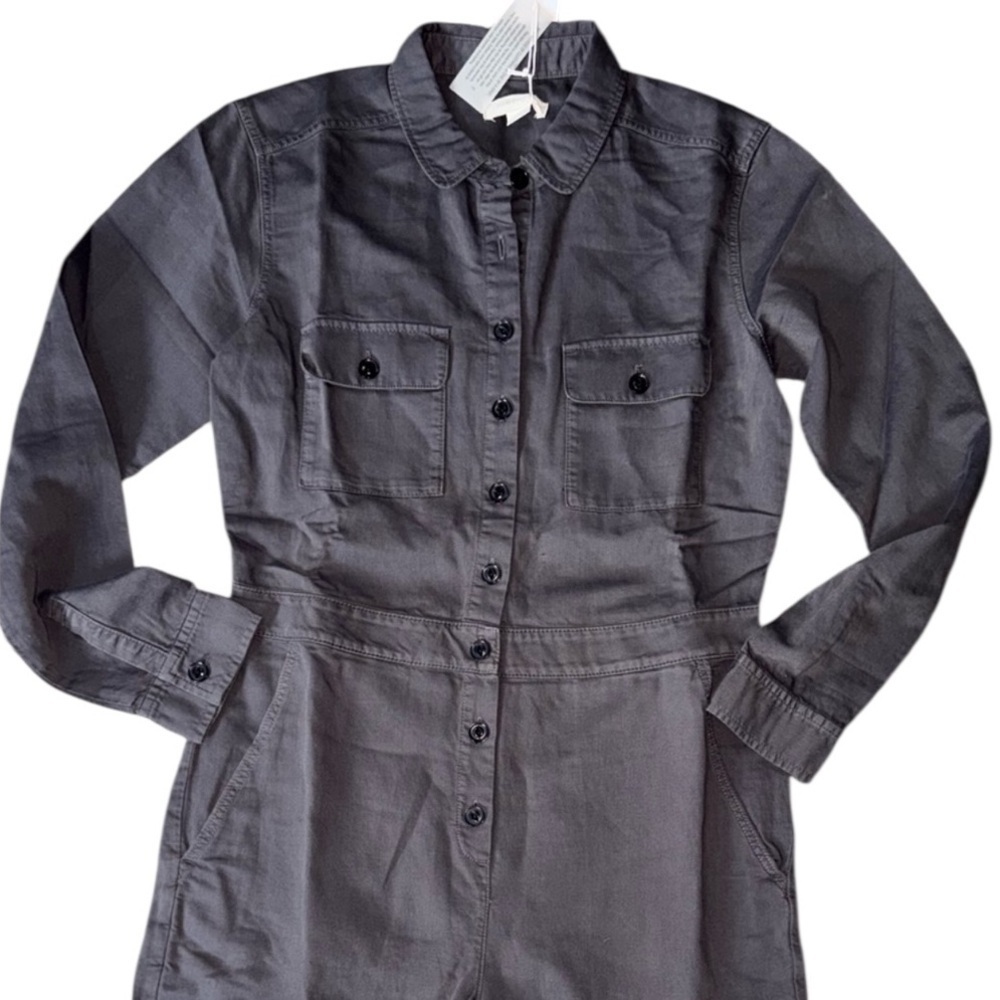 Outerknown SEA suit storm gray long sleeve utility jumpsuit linen blend NWT Sz S - Picture 10 of 16